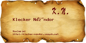 Klecker Nándor névjegykártya